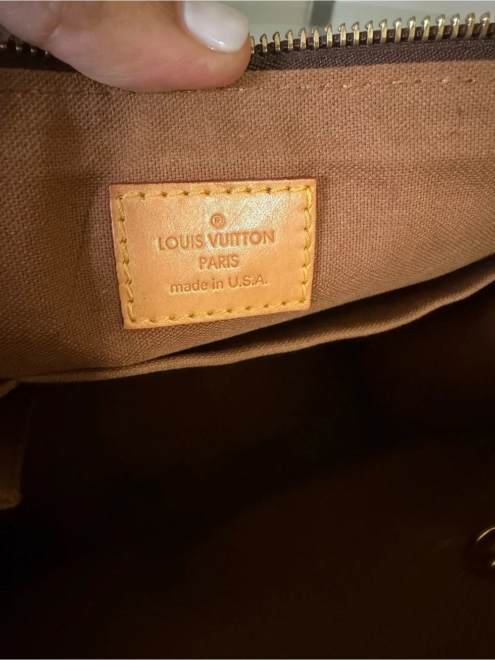 Louis Vuitton Brown Monogram Canvas Shoulder Bag with Tan Leather